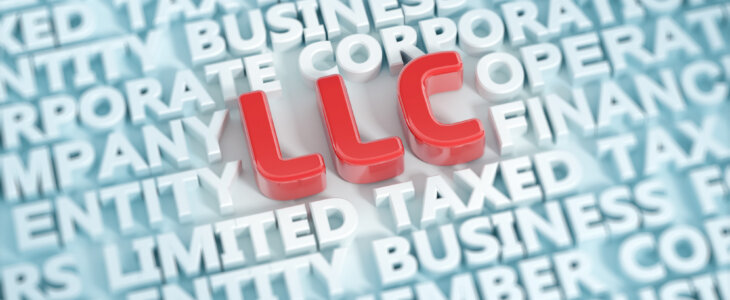Digital text with LLC bolded in red